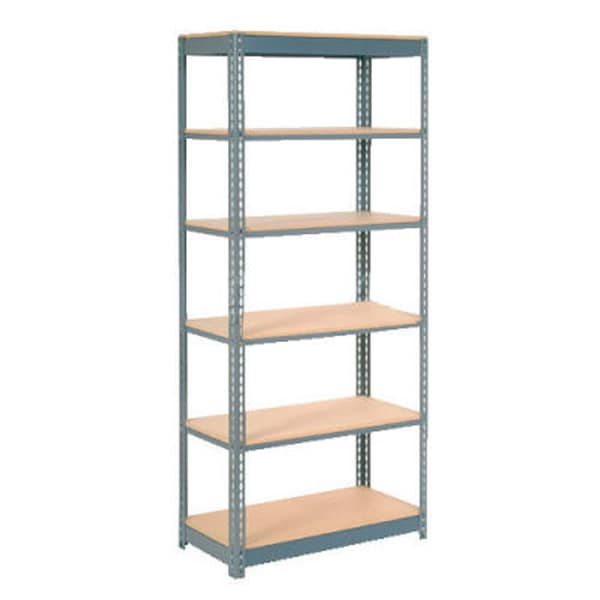 Heavy Duty Shelving 48W x 12D x 60H With 6 Shelves, Wood Deck, Gray